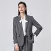Toluoman Women's Grey Relaxed Fit Suit & Wide-Leg Pants Set