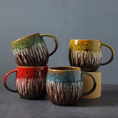 Cross-border Ceramic 600ml Large-capacity Mug Drinking Cup High-value Breakfast Cup Coarse Pottery Kiln Coffee Cup