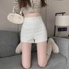 2024 Summer Women's High Waist White Casual Shorts - Sexy, Tight, Straight, Abdomen-Hugging Fit