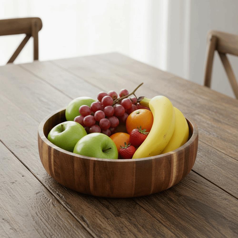 Scald-resistant Acacia Wooden Bowl Rustic Style Fruit Serving Bowl Natural Snack Bowl  Oats