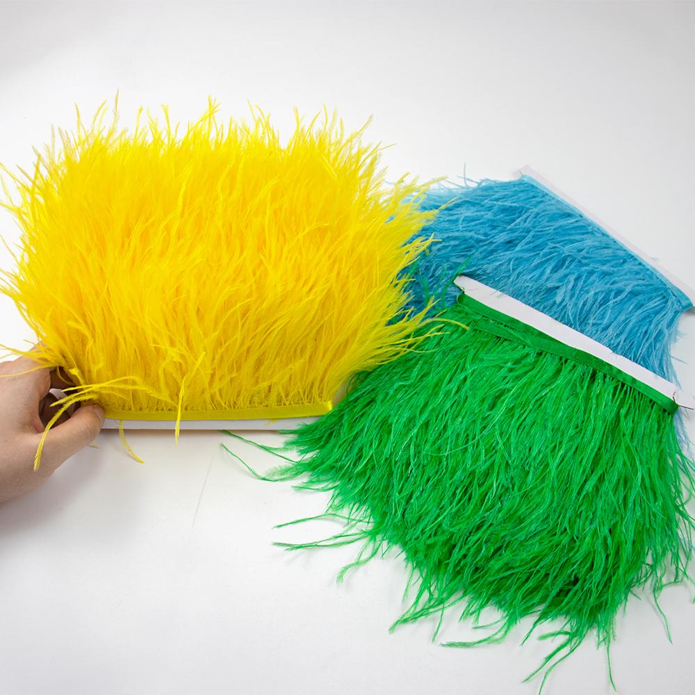 10 Meters Fluffy Colored Ostrich Feather Trim Ribbon 8-10Cm Natural Plumes Sewing Trimmings For Dress Clothing Decoration Crafts