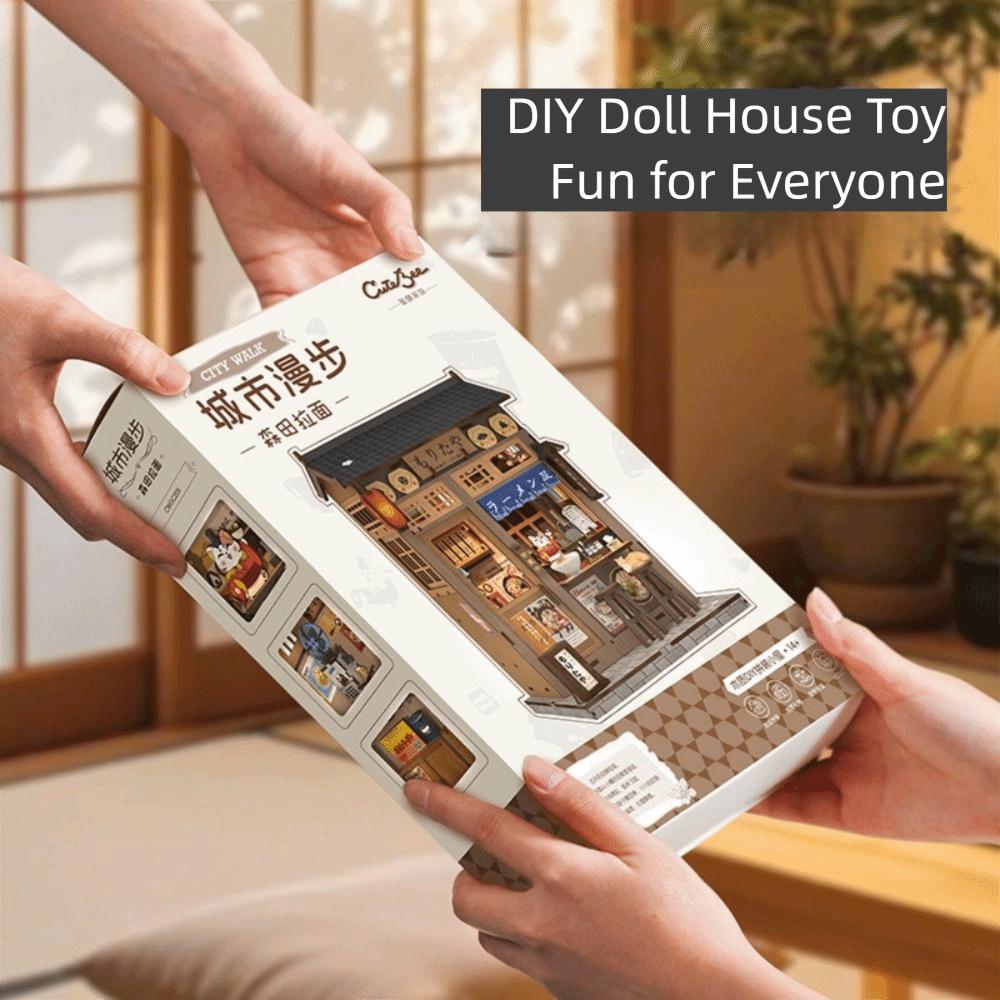 City Walking Series DIY Doll House Toy Decoration 3D Ramen Restaurant Kit  for Kids and Adults