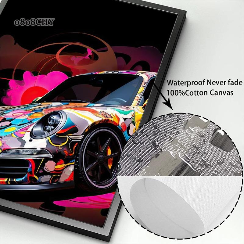 Abstract Colorful Art Vehicles Canvas Painting Cool Car Graffiti Posters and Prints Wall Art Pictures for Living Room Home Decor