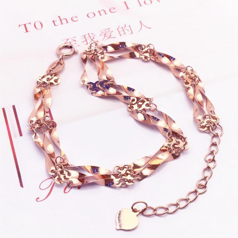 Фиолетово-золотой трехслойный витой цветок, покрытие розовым золотом, простой, модный, с характером, золотой браслет （17+3cm）