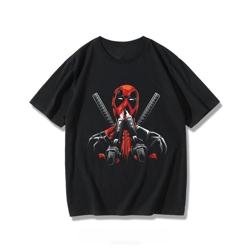 Deadpool Cartoon Movie Print T-shirt Summer New Men's and Women's Loose Casual Trend Top Autumn and Winter Innerwear