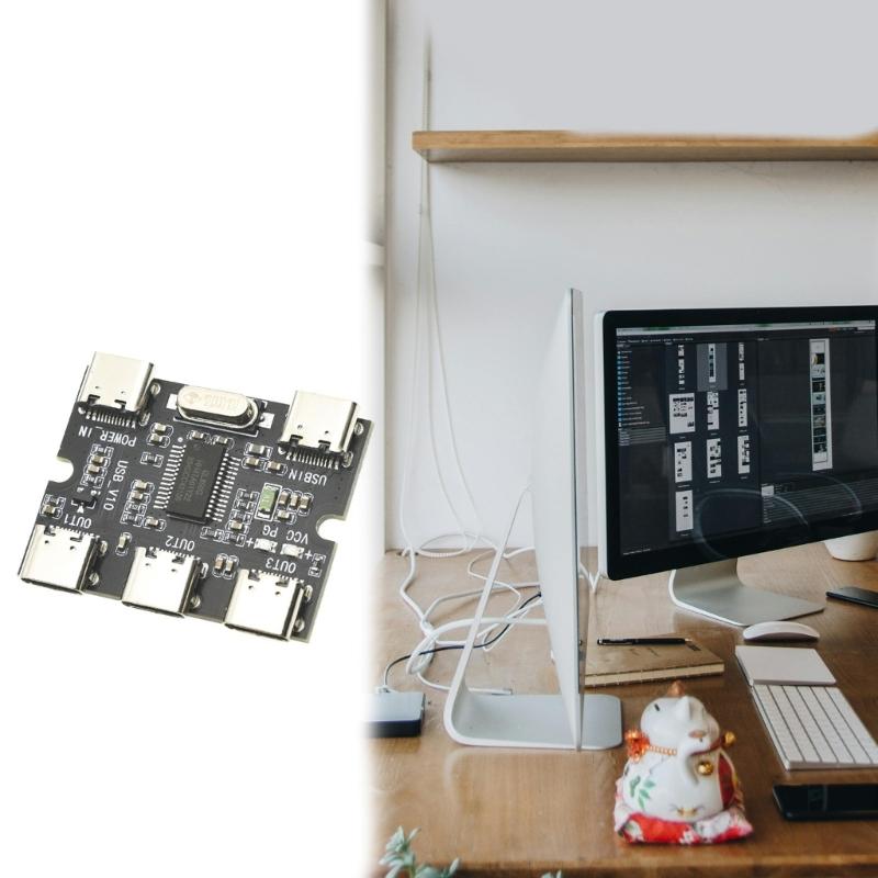 USB C Hub Expansion Adapter With 3 USB Port 480Mbps Transfer Computer Accessory