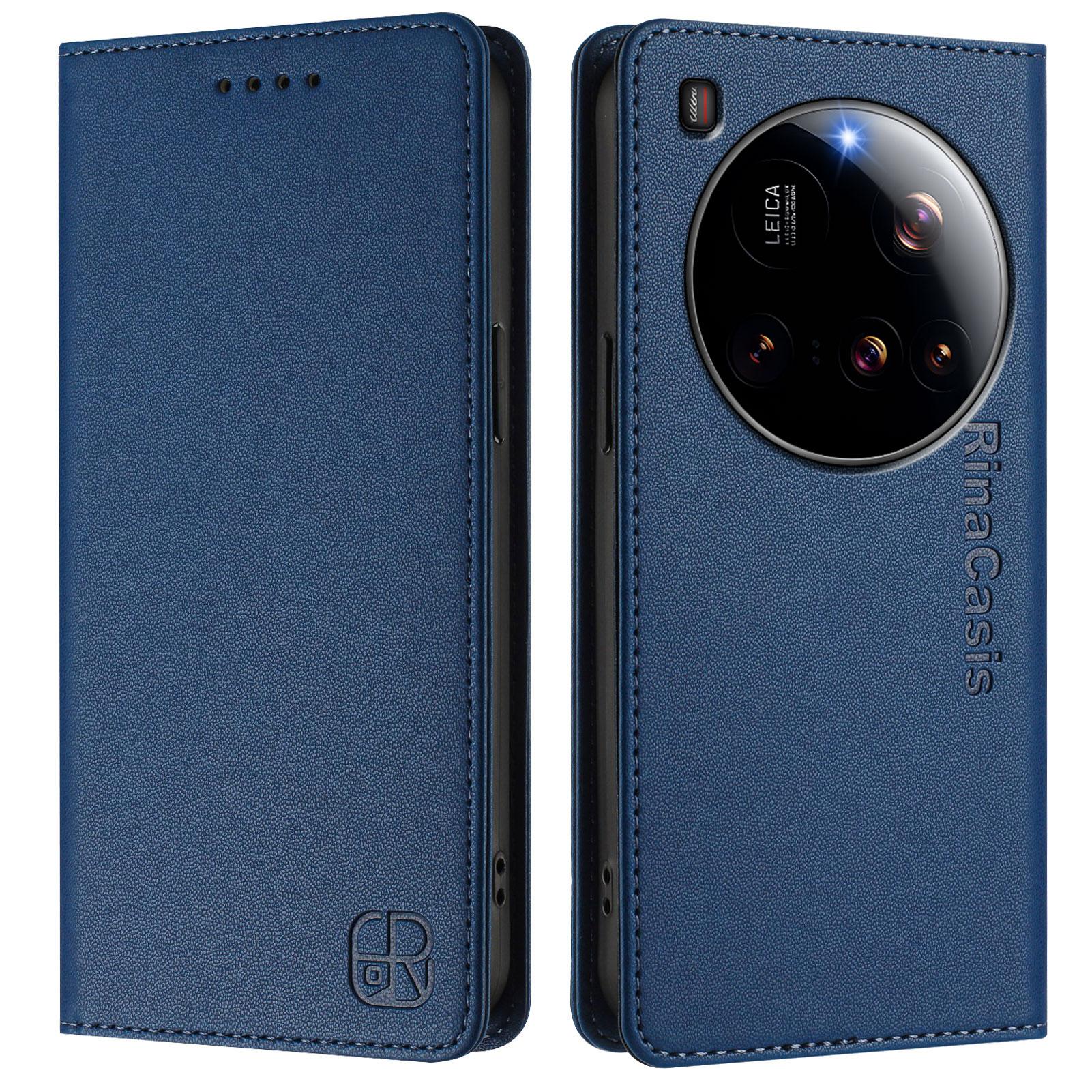 

For Xiaomi 15 Ultra Leather Case RINACASIS RC01 Phone Cover with RFID Blocking Wallet Stand Dark Blue