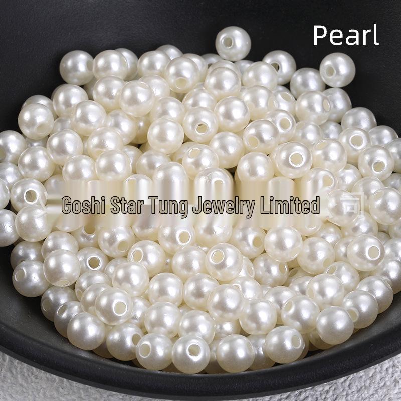 3-14mm ABS Through-hole Imitation Pearl Beads for DIY Headwear, Clothing, Bags, and Jewelry 6mm ~4,600 beads/bag покинуть белый