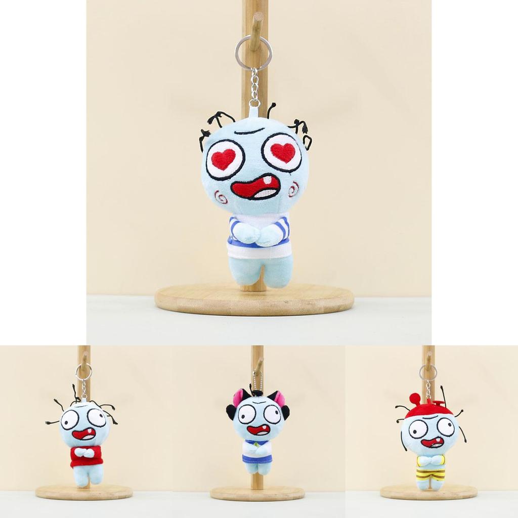 Cute Red Zombie Plush Toy Bag Pendant Keychain Adorable 13cm Stuffed Doll