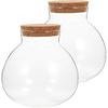 BESPORTBLE Round Glass Jars with Cork, Small Round Glass Dome Clear Cloche Globe Display Bell Jar Round Terrarium for Flower Dollhouse Mini Figure