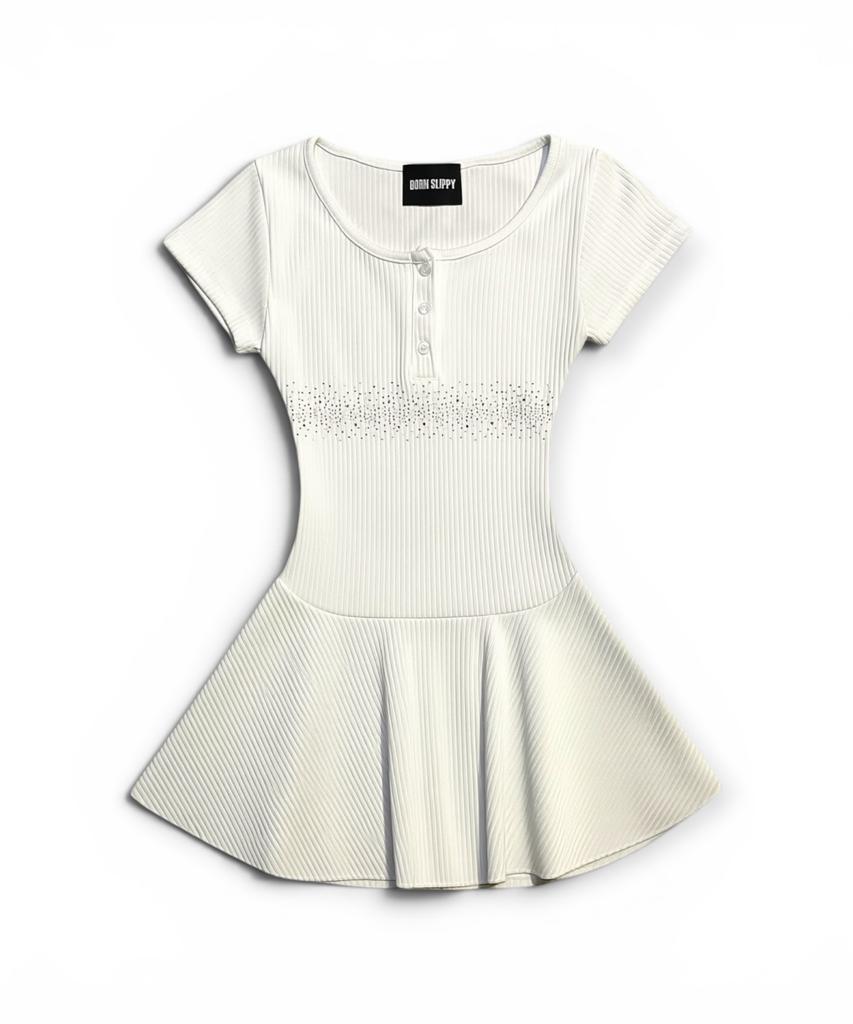 Mini Vestito Bonseullipi Crystal Line Henley Skater (Fior di latte)