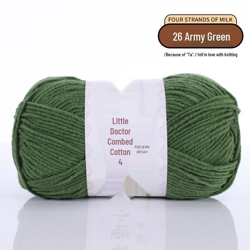 40g 4-Ply Combed Milk Cotton Yarn - Little Doctor, Medium-Thick for DIY Knitting Projects: Dolls, Cushions, Blankets