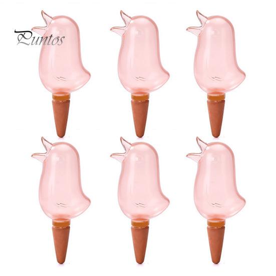 

6 шт. самополивающихся шипов для растений в форме птицы, автоматический поливочный аппарат, простой в использовании, самополивающийся вставной элемент для горшечных растений, подвесных растений, балконного сада розовый