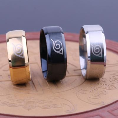 Unisex Naruto Konoha Leaf Village Logo Δαχτυλίδι από τιτάνιο από ατσάλι Cosplay Jewelry