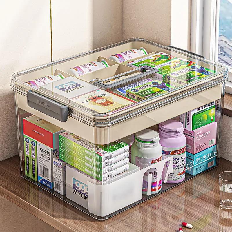 Transparent Large Capacity Medicine Box For Home Medicine Storage Multi Layer Classification Medicine Box Portable First Aid Kit