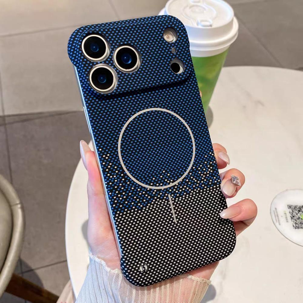 Schlanke rahmenlose Kühl-Kevlar-Kohlefaser-Hülle für iPhone 17 Air 16 15 14 Plus 13 12 Pro Max 11 Für Magsafe Magnetische PC-Abdeckung