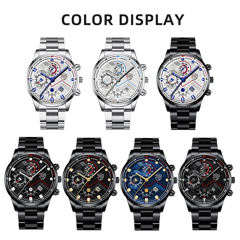 Classic Business Men's Watch Fashion Stainless Steel Strap Watch Calendar Quartz Watch Sports Watch Casual Watch