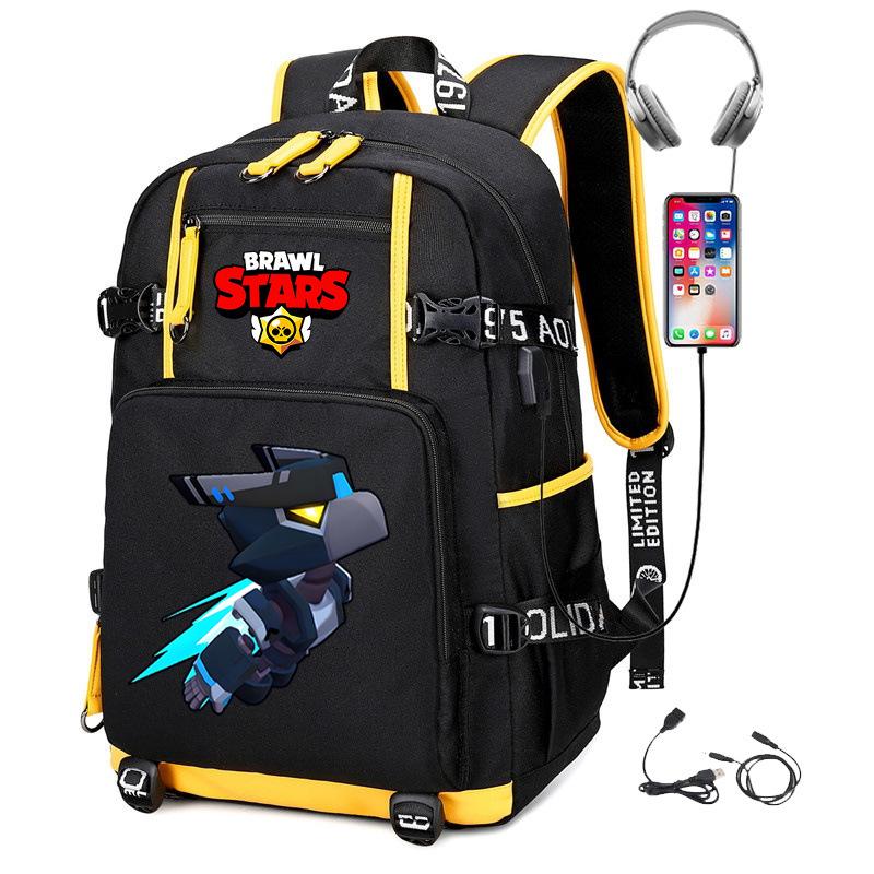 Brawl Stars Peripheral With Usb Backpack Student Outdoor Travel Large Capacity Mountaineering Bag