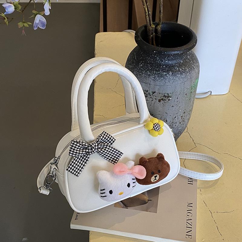 Koreanische Version niedliche Cartoon-Puppe Handtasche Damen Tasche 2025 Mode vielseitig Hand kleine quadratische Tasche einfache Schulter Umhängetasche