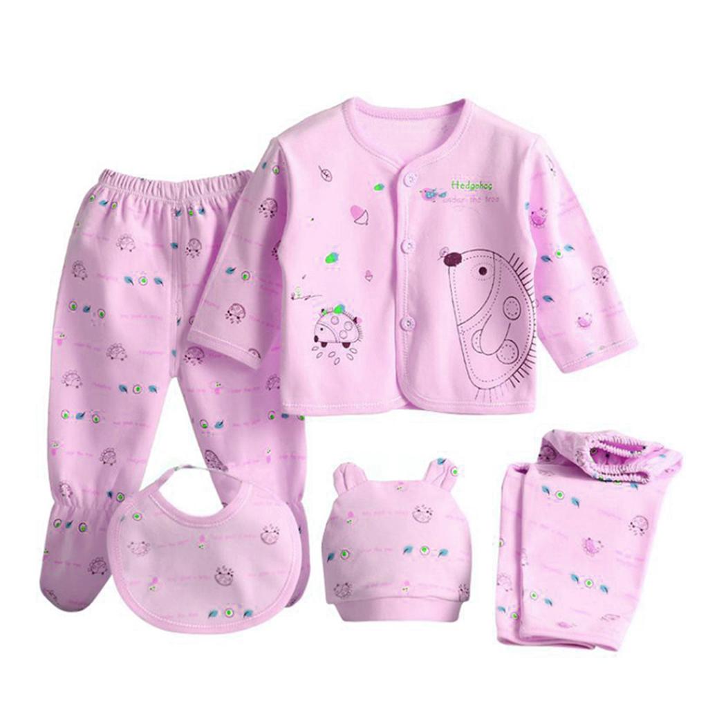 5 Pcs Newborn Baby Clothes Set Coat Top Pants Outfit