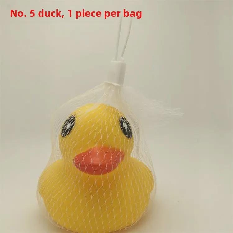 Vinyl Duck Family Bath Toy Set - Squeeze-activated Sounds, Educational Play, Mother and Ducklings, Cute Design, Includes Mesh Bag for Storage.