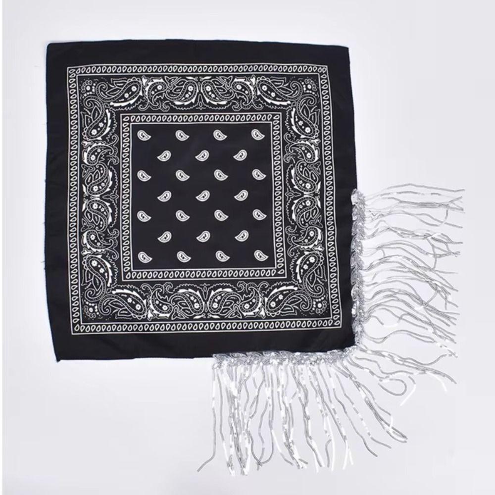 Cowboy Style Cowgirl Bandanas Tassel Trim Neckerchief Western Accessory Women Bandanas