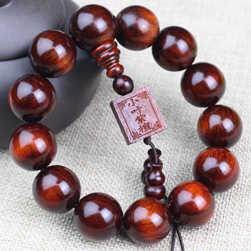 Purple Sandalwood Rhinoceros Horn Prayer Beads Bracelet with High Oil Content - 20 Red Wood Beads