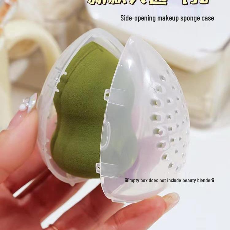 Portable Transparent Makeup Sponge Storage Box with Lid - Breathable, Mold-Proof, Moisture-Proof, Eggshell Design