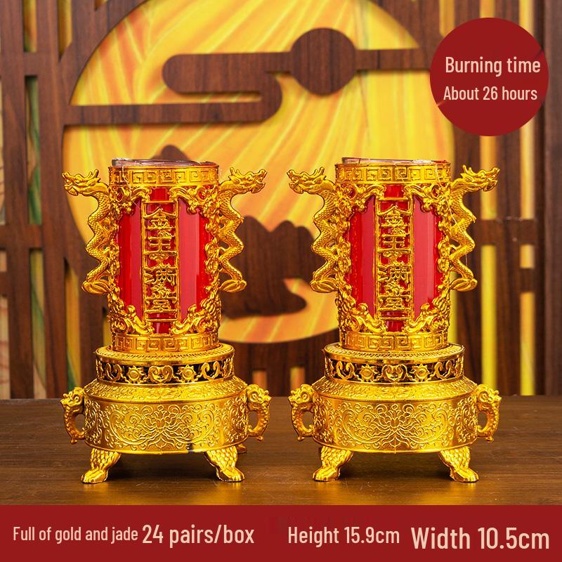 Smokeless Crystal Candle for Buddha Offerings, Housewarming, or New Year Celebrations - Windproof Red Butter Lamp