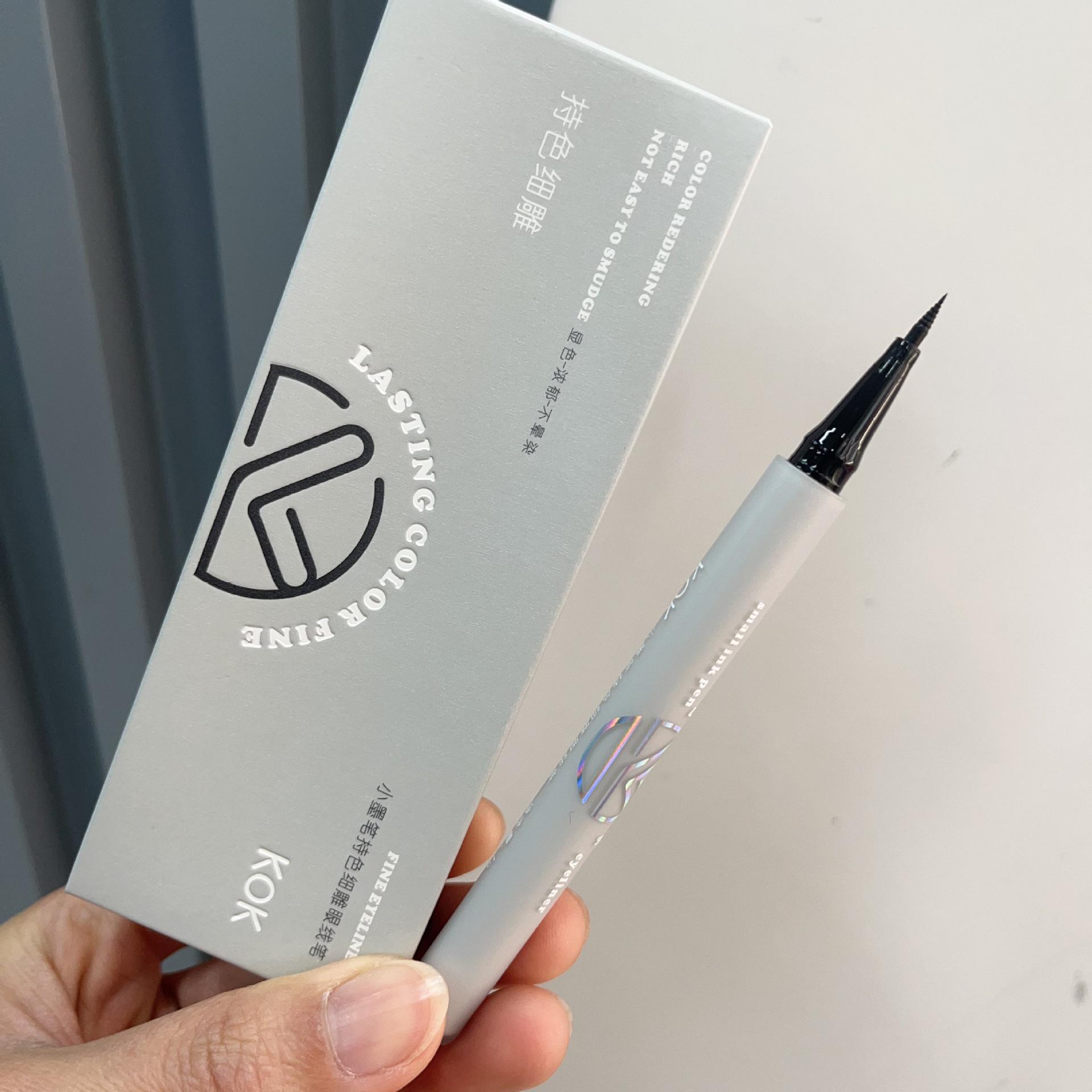 KOK Long-Lasting Ink Pen Eyeliner - Fine Carving, Fade-Resistant Liquid with Sponge Tip