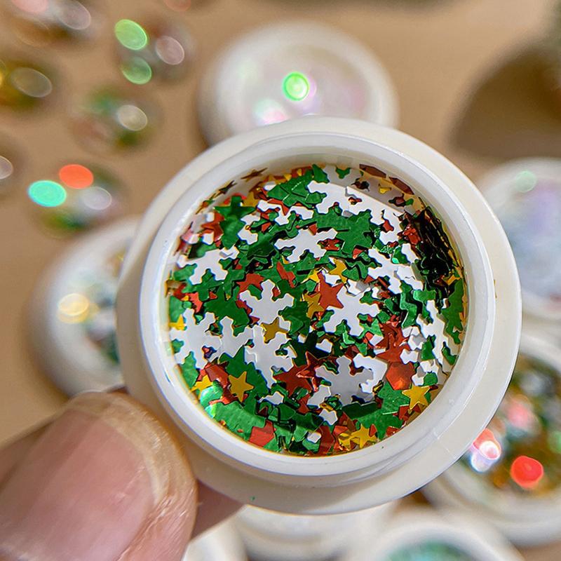 3D Christmas Snowflakes Metal Nail Glitter Sequins Mixed-Design Hollow-Out Snow Flakes 3D Xmas Snowflakes Decor