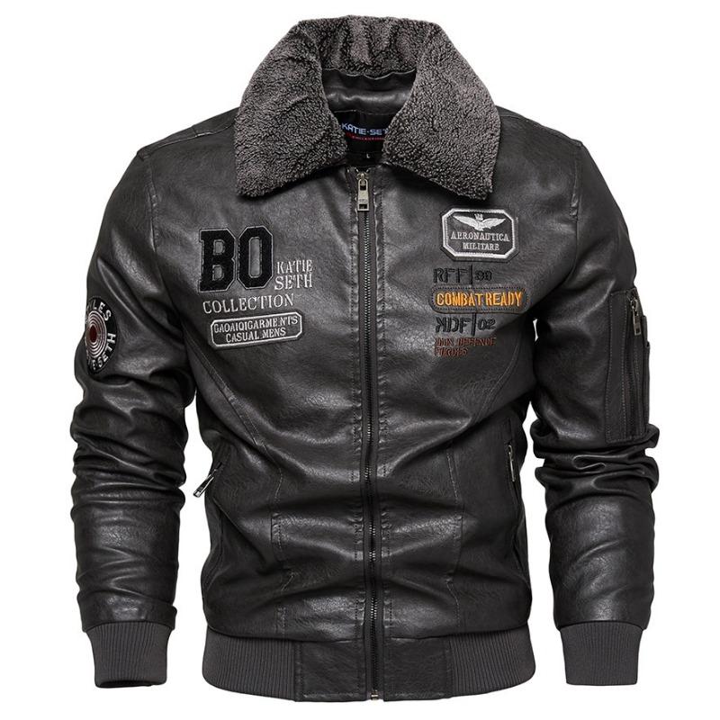 

Winter Leather Jacket for Men New Style Middle and Old Lapel Men s Velvet Large Size Leather Jacket L
