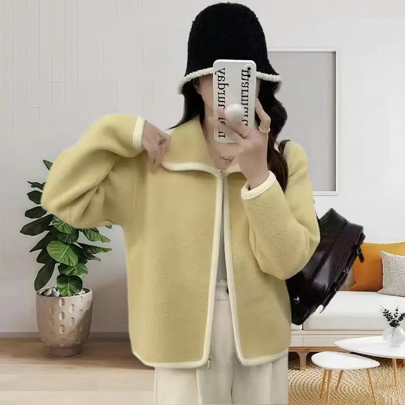 

Осень и зима новый свободный и тонкий универсальный короткий жакет женский модный топ вязаный свитер женский One Size жёлтый