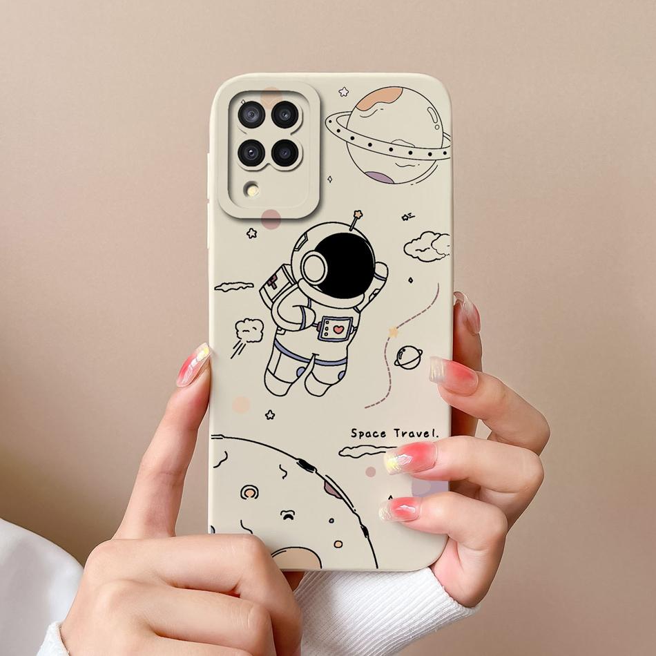 Für Samsung M22 M32 Hülle Bemalte Blumen Upgrade Flüssigsilikon Linsenschutz Handy Rückseite Für Galaxy M 32 M 22 Fundas