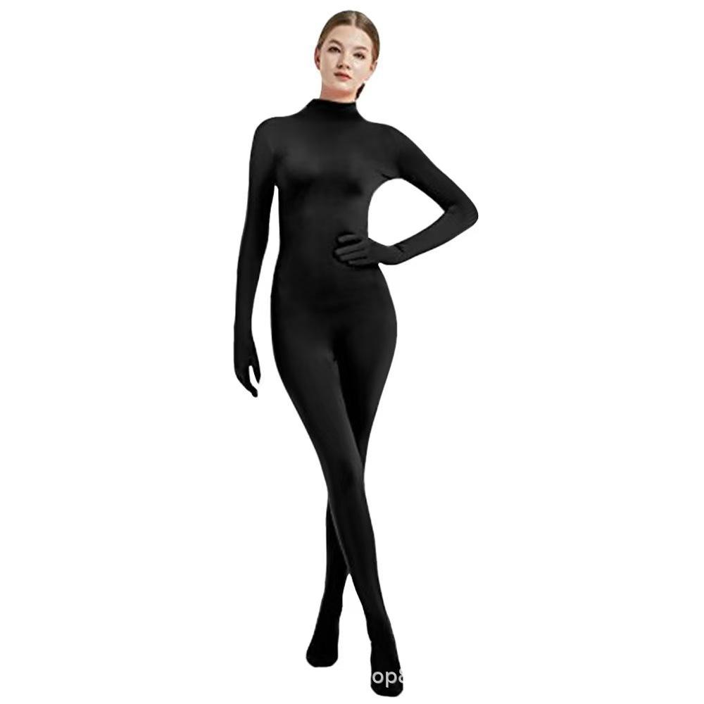Women's Zentai Solid Color All-inclusive Face-showing Tight Onesie with Hands and Feet Stage Performance Clothes