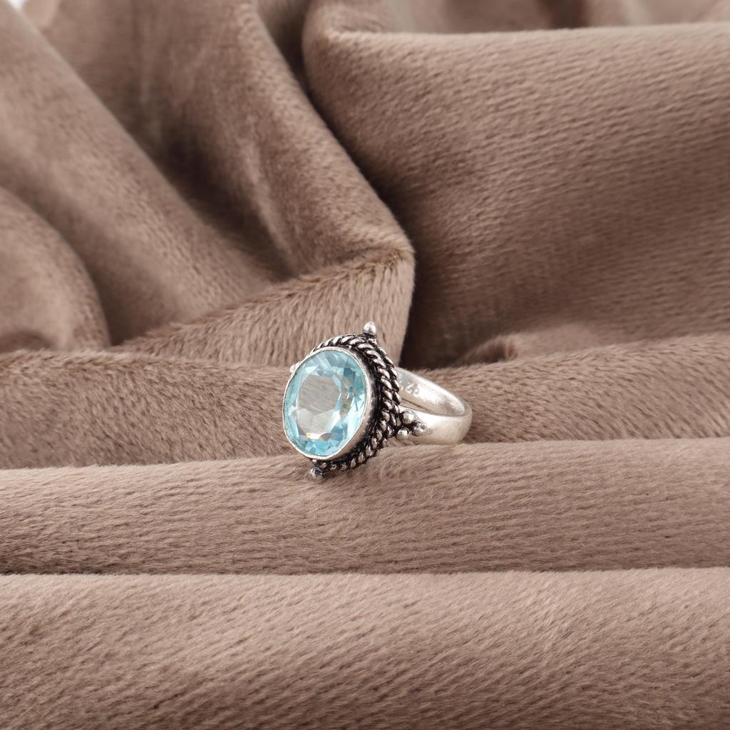 Sky Blue Topaz Gemstone Ring, Handmade Gorgeous Jewelry, 925 Solid Sterling Silver Jewelry, Bohemian Ring For Wedding Gift