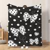 Fflannel Blanket 1pc Polka Dot Bows Design Soft Comfortable and Warm This Nap Blanket/sofa Blanket Is Suitable for All Seasons and