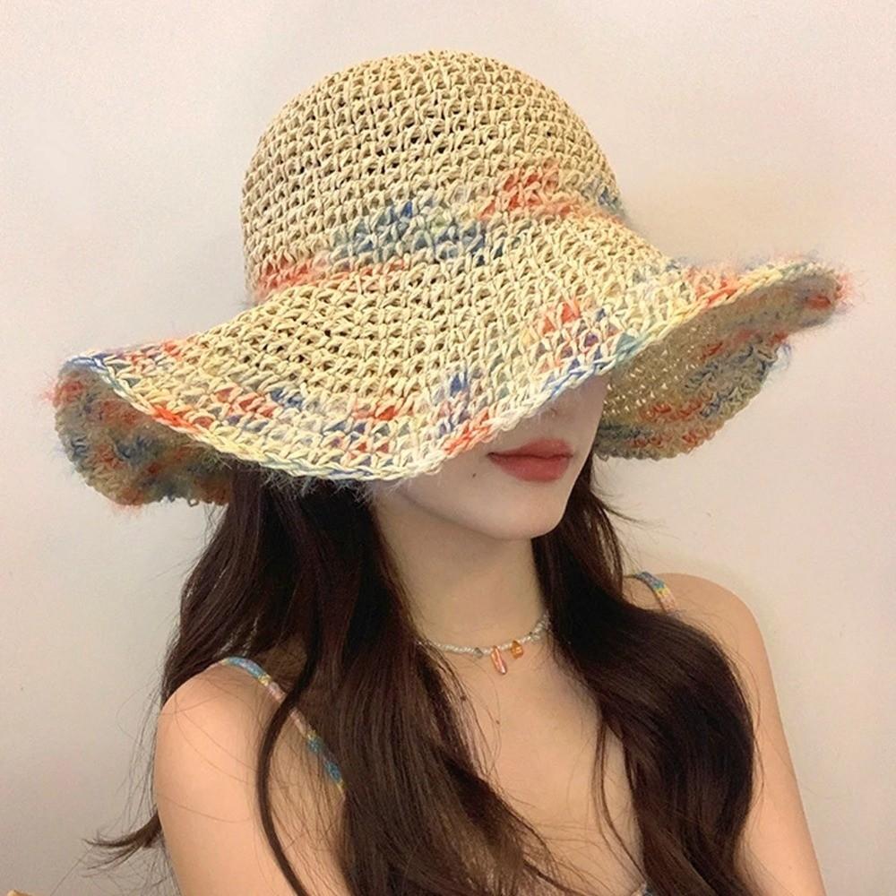 Sun Protection Woven Hat Colorful Panama Cap Breathable Sun Hats Summer