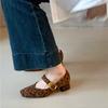 Leopard Luxury High Heels Retro Mary Janes Shoes Women Sneakers 2024 Autumn New Suede Shoes Elegant Dress Pumps Tenis De Mujer
