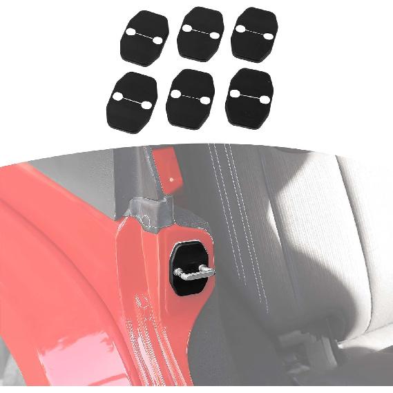 RT-TCZ for Jeep JKU Door Lock Cover Protector Fit for Jeep Wrangler JKU 2007-2017 4DR Black Interior Accessories 6pcs