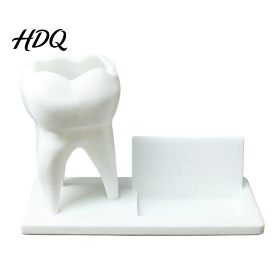 Dentist Office Supplies 3D Printed Tooth Pen Holder with Business Card Holder 2 In 1 Personalized Gift Teeth Shape Desk Organizer Desktop
