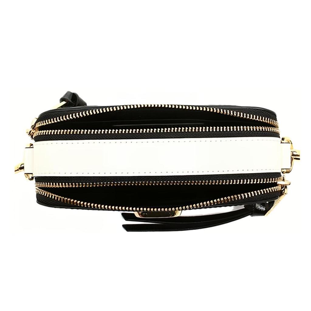 Marc Jacobs Logo Wide Strap Zipper Leather Crossbody Bag Women bags Black M0014146-002