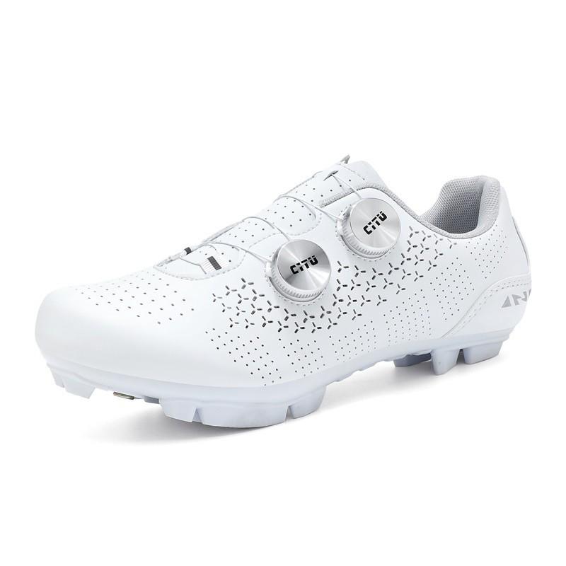 Unisex Cycling Shoes With Rotating Dial Low-Cut PU Leather MTB Road Bike Clipless Compatible