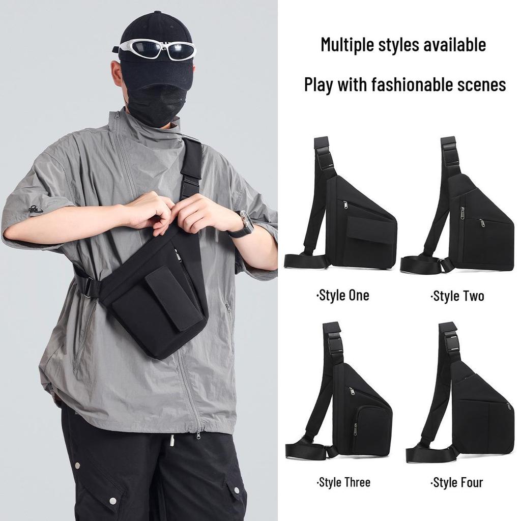 Men's Multifunctional Crossbody Triangle Bag - Casual Shoulder and Sports Chest Bag for Outdoor Cycling