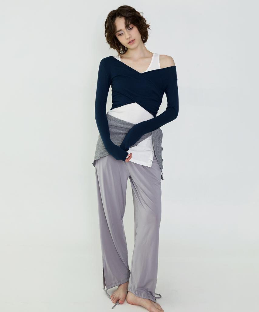 Debiweeo Curve Wrap Crop Top Devi-T0041-Navy