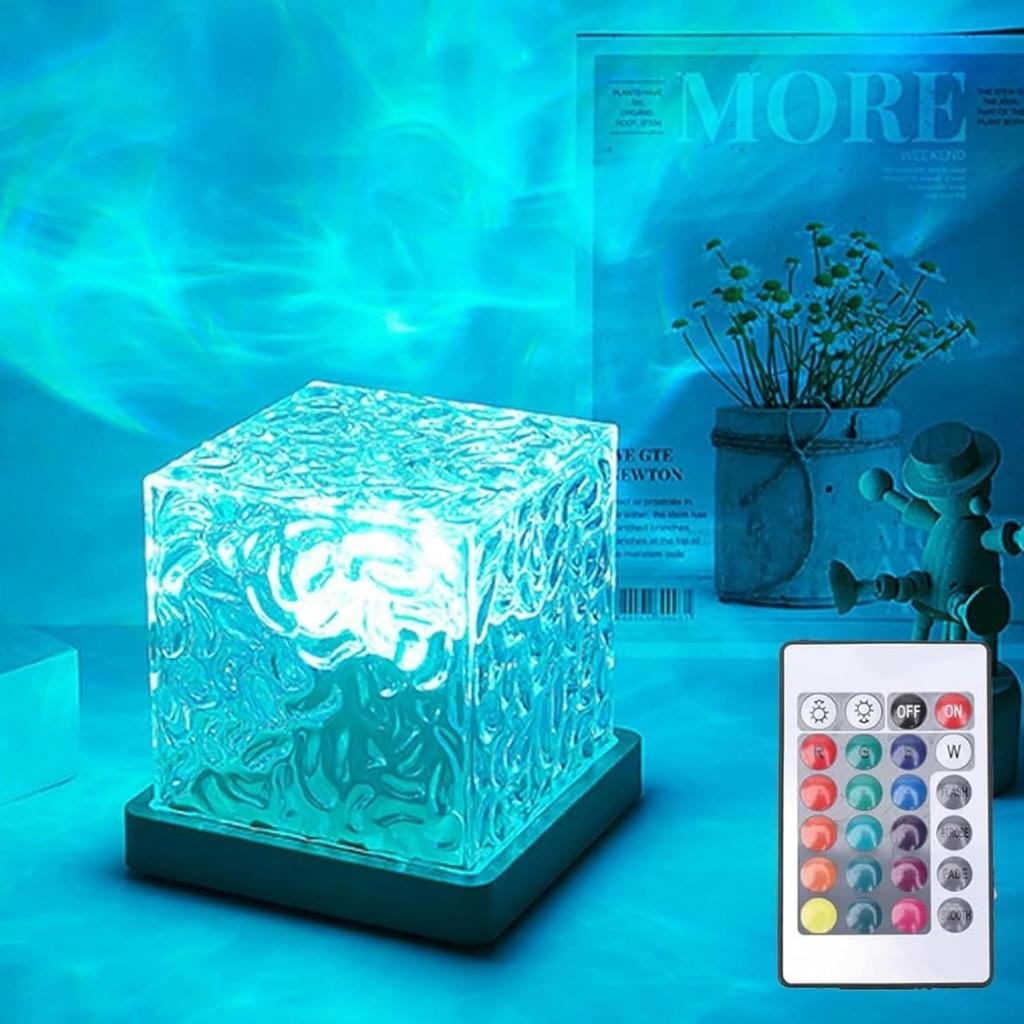 RGB16 Color Water Ripple Ambient Light, Bedroom Light and Shadow Atmosphere, Rotating Table Lamp, Bedside Night Light