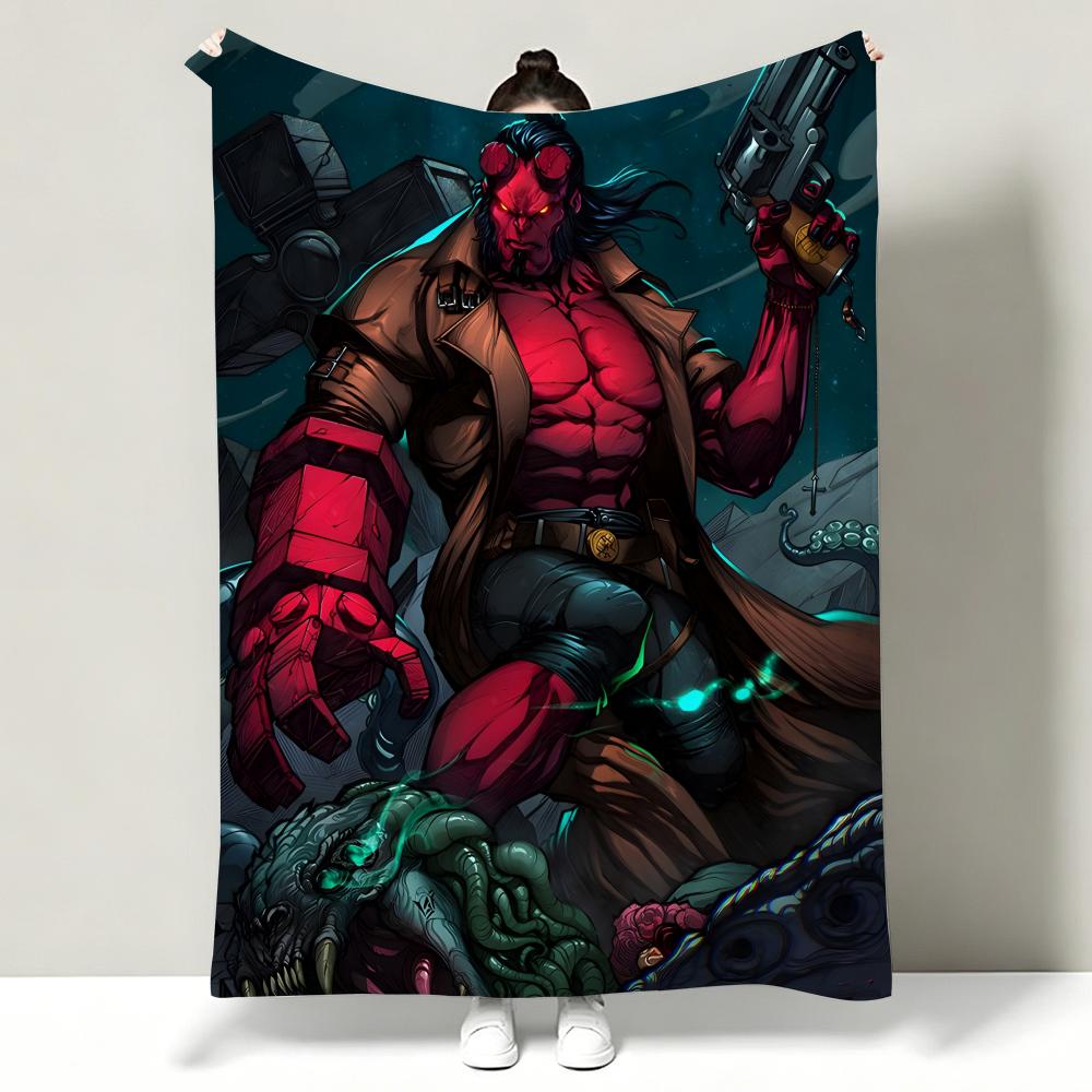 Movie HHellboy Throw Soft Warm Flannel Throw Blanket Multiuse for Sofa Bed Office Nap