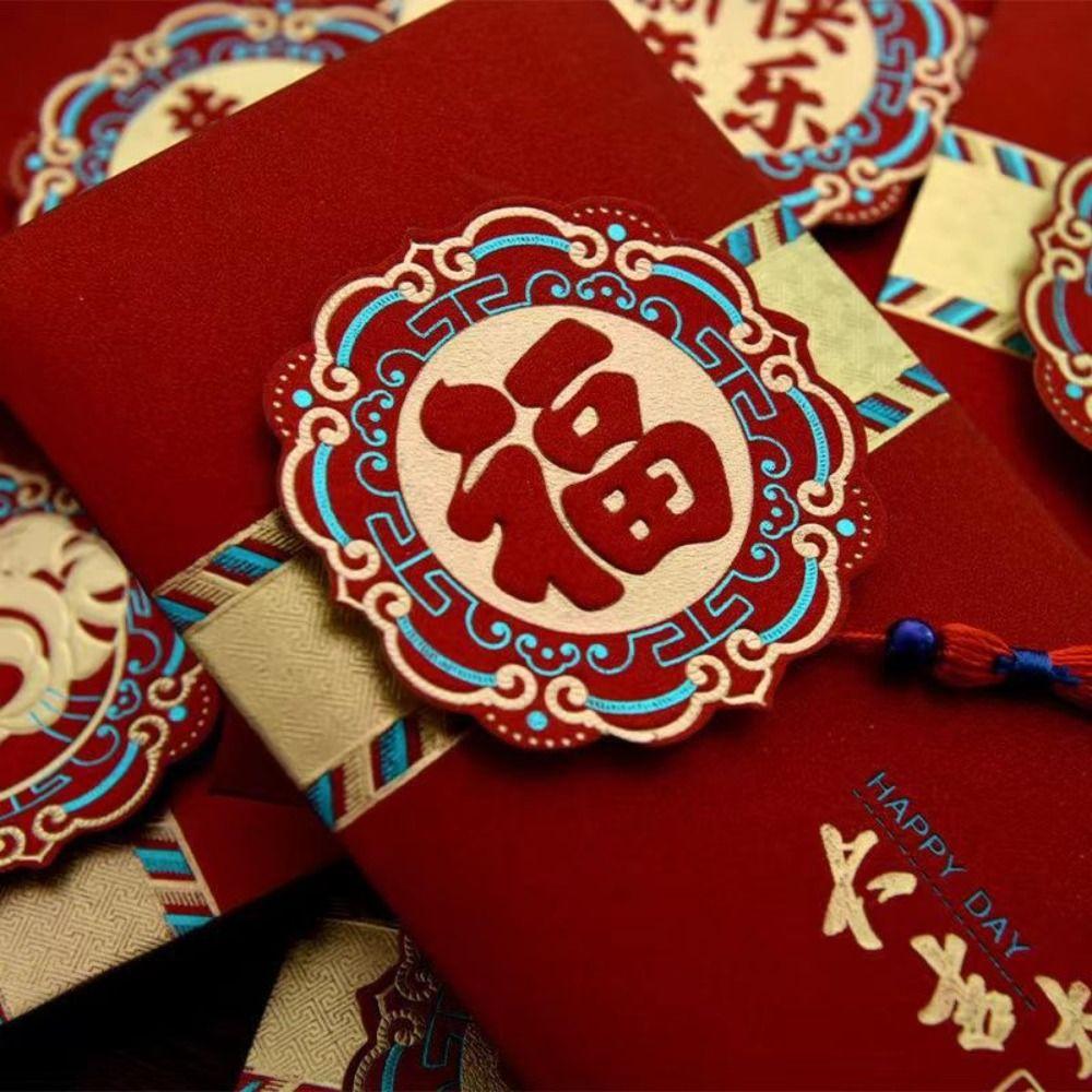 Chinese 2025 New Year Red Envelope Blessing Lucky Red Pockets Cartoon New Year Red Packet  Bless
