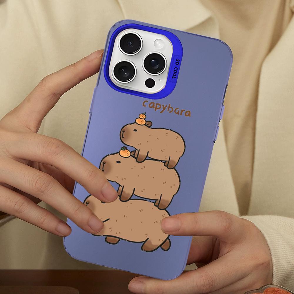 Cartoon Cute Capybara Phone Case For IPhone 18 16 15 14 13 12 11 Pro Max X XR XSMAX 8 7 Plus Matte Shockproof Back Cover