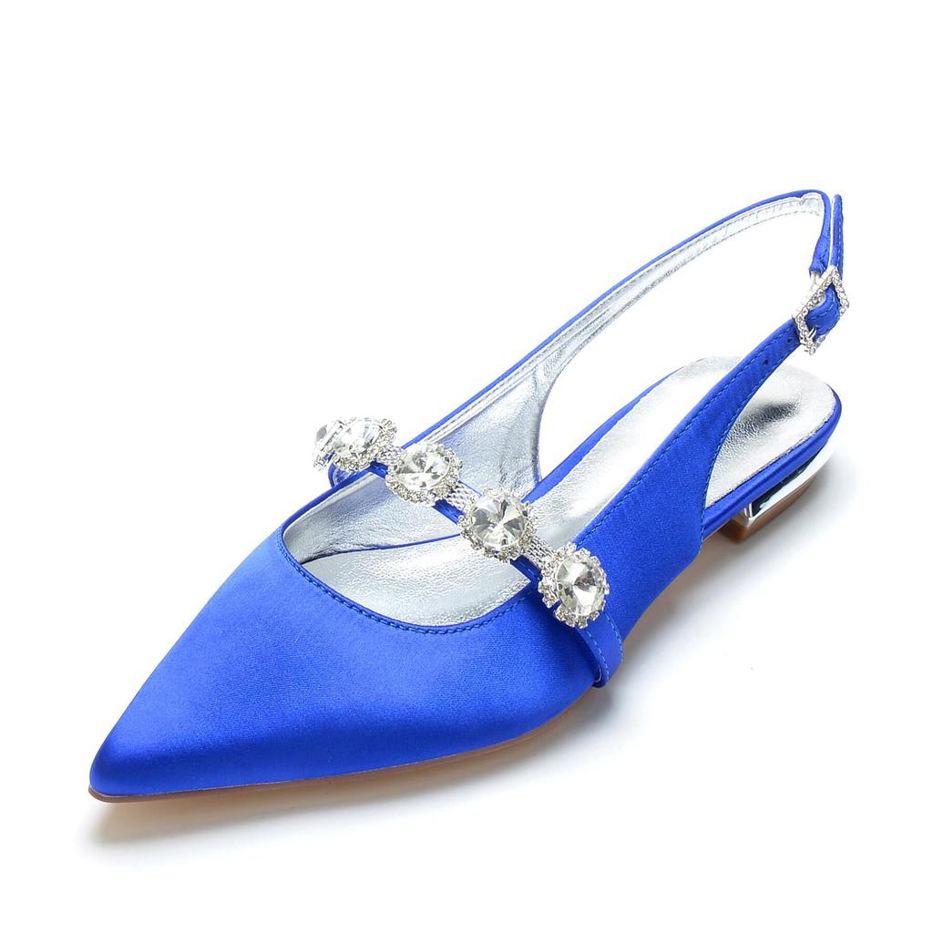 Pointed single shoes women's summer maternity shoes low heel four seasons large size women's shoes spring and autumn satin rhinestone single shoes